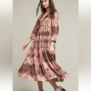 Anthropologie Raga Evalona Boho Medallion Maxi Dress, XS